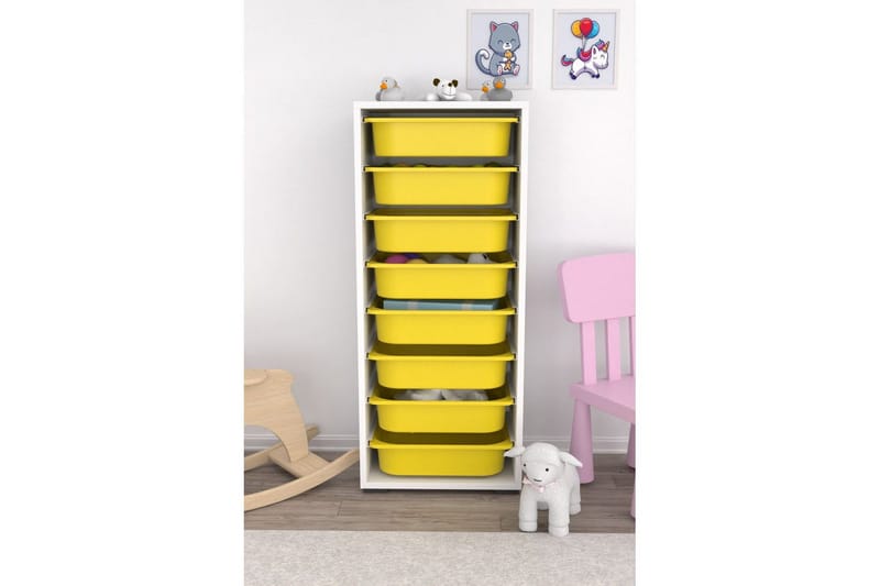 Multifunktionsskab Versa Hvid / Gul - Hvid / Gul - Opbevaring - Opbevaring til småting - Kurve & kasser