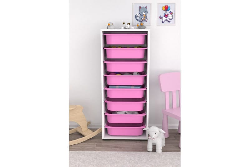 Multifunktionsskab Versa Hvid / Pink - Hvid / Pink - Opbevaring - Opbevaring til småting - Kurve & kasser