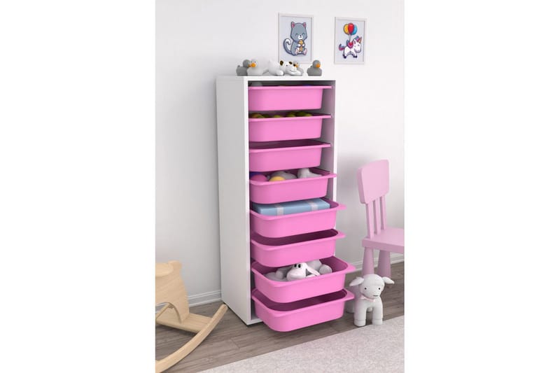 Multifunktionsskab Versa Hvid / Pink - Hvid / Pink - Opbevaring - Opbevaring til småting - Kurve & kasser