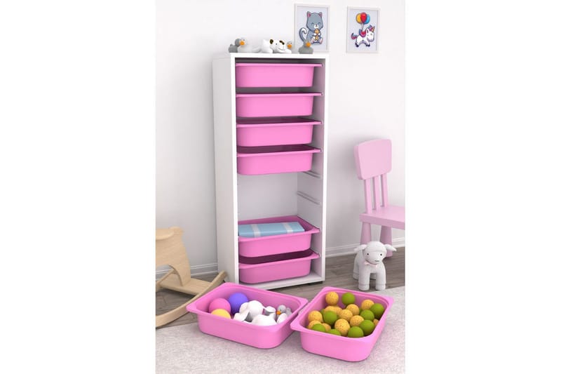 Multifunktionsskab Versa Hvid / Pink - Hvid / Pink - Opbevaring - Opbevaring til småting - Kurve & kasser