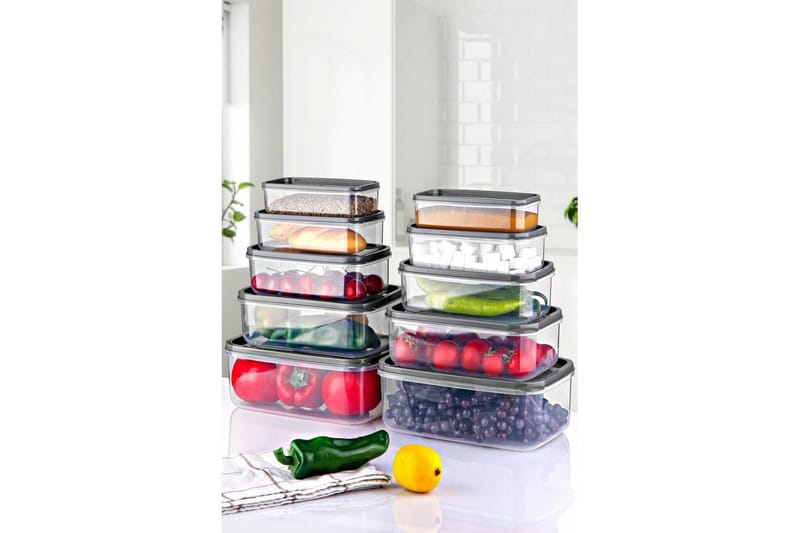 Opbevaringsboks Sæt (10 Dele) Quantis Transparent - Ivory - Opbevaring - Opbevaring til småting - Opbevaringsbøtte - Opbevaringsæske