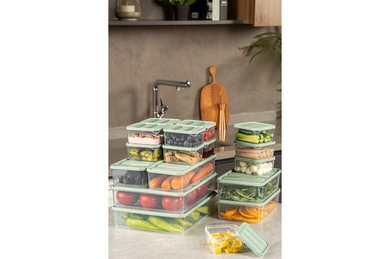 Opbevaringsboks Sæt (18 Dele) Soyam 18 Mint - Mintgrøn - Opbevaring - Opbevaring til småting - Opbevaringsbøtte - Opbevaringsæske