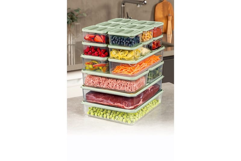 Opbevaringsboks Sæt (18 Dele) Soyam 18 Mint, Mintgrøn