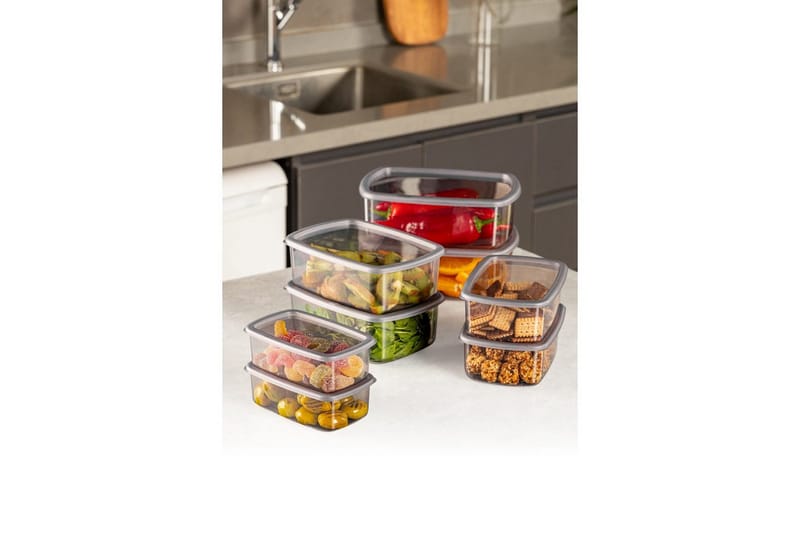 Opbevaringsboks Sæt (8 styks) Rasalas8 Antracit - Mørkegrå - Opbevaring - Opbevaring til småting - Kurve & kasser