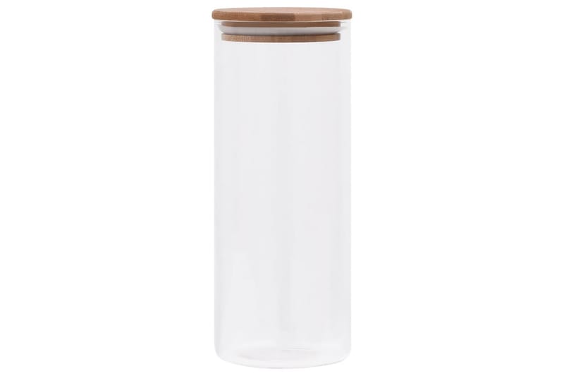 opbevaringsglas med bambuslåg 6 stk. 1000 ml - gennemsigtig - Opbevaring til småting - Dåser & syltetøjsglas - Opbevaringsbøtte