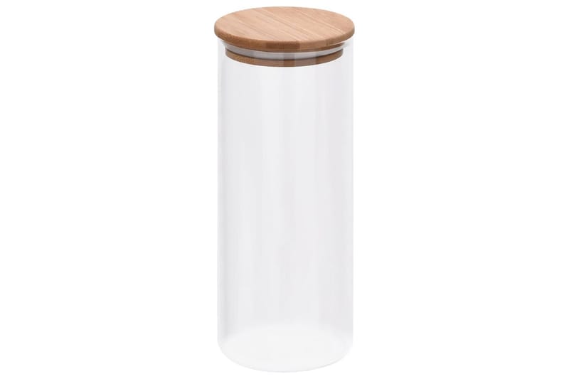 opbevaringsglas med bambuslåg 6 stk. 1000 ml - gennemsigtig - Opbevaring - Opbevaring til småting - Opbevaringsbøtte