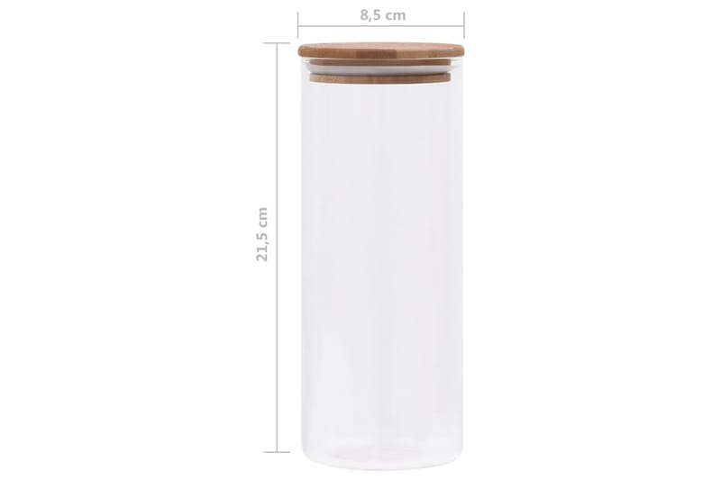 opbevaringsglas med bambuslåg 6 stk. 1000 ml - gennemsigtig - Opbevaringsbøtte - Opbevaring til småting - Dåser & syltetøjsglas