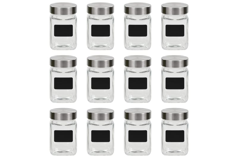 Opbevaringsglas Med Etiket 12 Stk. 300 Ml - gennemsigtig - Opbevaringsbøtte - Opbevaring til småting - Dåser & syltetøjsglas