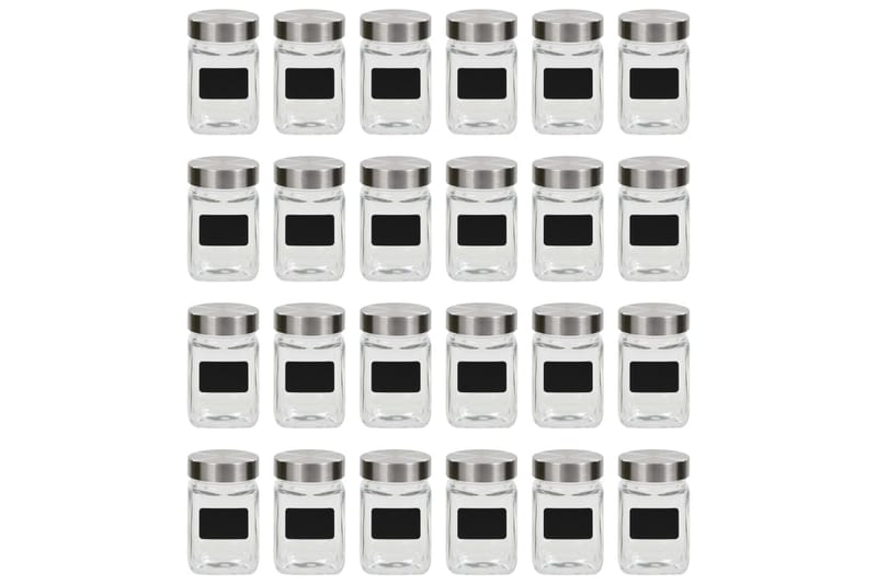 Opbevaringsglas Med Etiket 24 Stk. 300 Ml - gennemsigtig - Opbevaring - Opbevaring til småting - Opbevaringsbøtte