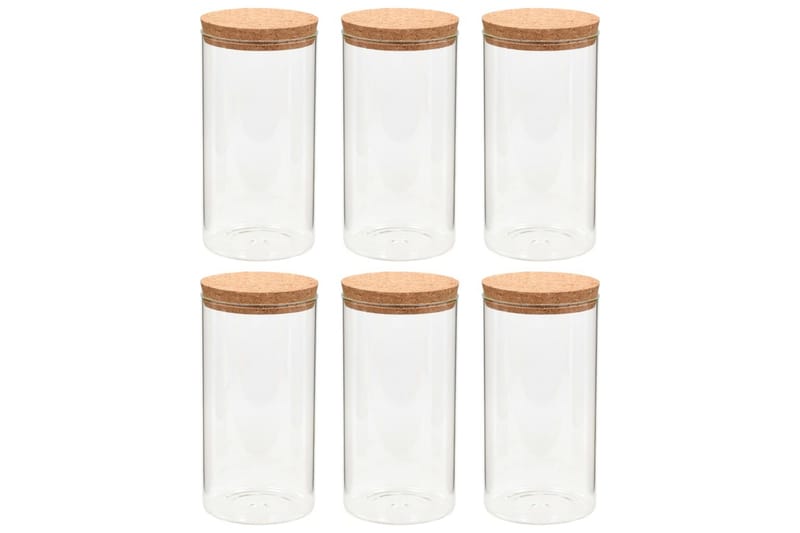 Opbevaringsglas Med Korklåg 6 Stk. 1100 Ml - gennemsigtig - Opbevaring - Opbevaring til småting - Opbevaringsbøtte