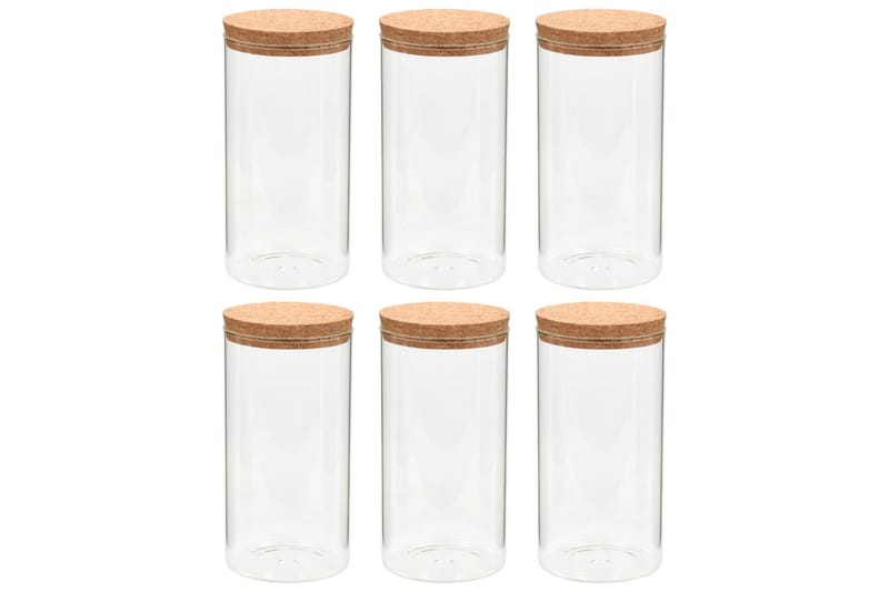 Opbevaringsglas Med Korklåg 6 Stk. 1400 Ml - gennemsigtig - Opbevaring - Opbevaring til småting - Opbevaringsbøtte