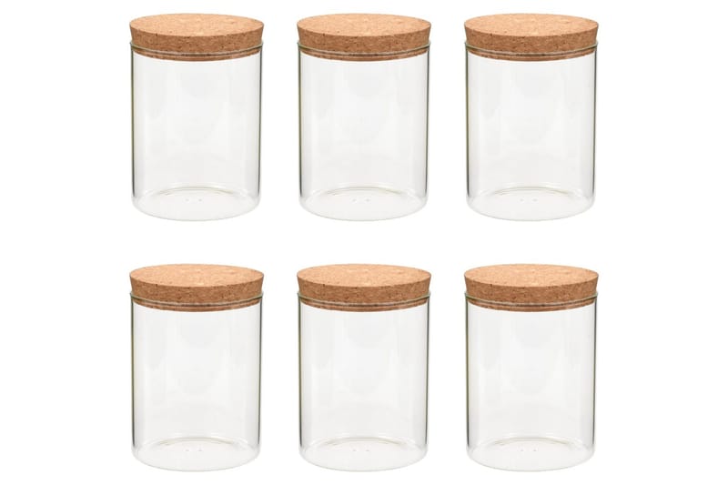 Opbevaringsglas Med Korklåg 6 Stk. 650 Ml - gennemsigtig - Opbevaring - Opbevaring til småting - Opbevaringsbøtte