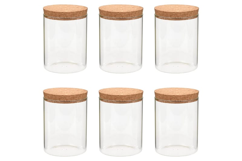 Opbevaringsglas Med Korklåg 6 Stk. 650 Ml - gennemsigtig - Opbevaringsbøtte - Opbevaring til småting - Dåser & syltetøjsglas
