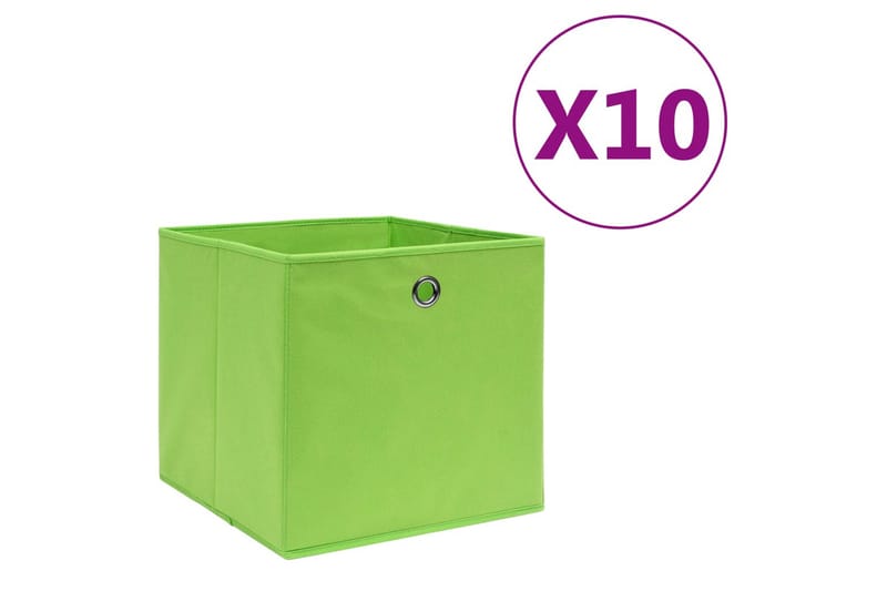 Opbevaringskasser 10 stk. 28x28x28 cm uvævet stof grøn - Grøn - Kurve & kasser
