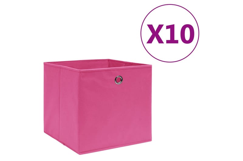 Opbevaringskasser 10 stk. 28x28x28 cm uvævet stof lyserød - Lyserød - Kurve & kasser
