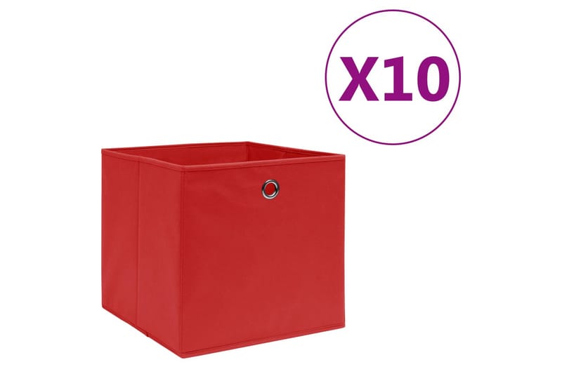 Opbevaringskasser 10 stk. 28x28x28 cm uvævet stof rød - Rød - Opbevaring - Opbevaring til småting - Kurve & kasser