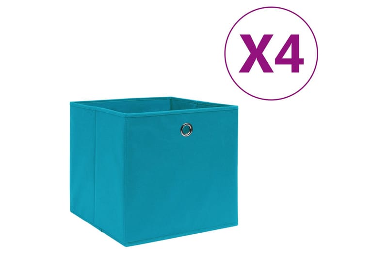 Opbevaringskasser 4 stk. 28x28x28 cm uvævet stof babyblå - Blå - Opbevaring - Opbevaring til småting - Kurve & kasser