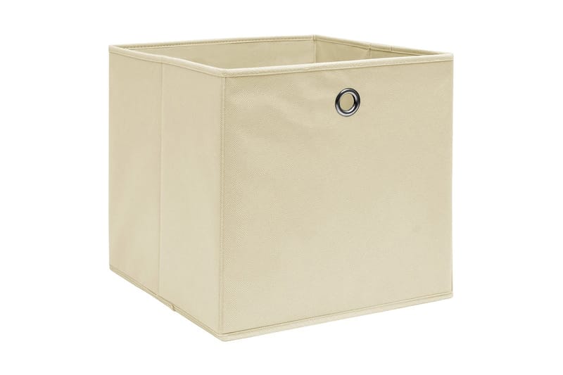 Opbevaringskasser 4 stk. 28x28x28 cm uvævet stof cremefarvet - Creme - Opbevaring - Opbevaring til småting - Kurve & kasser