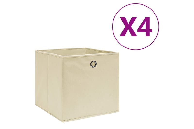 Opbevaringskasser 4 stk. 28x28x28 cm uvævet stof cremefarvet - Creme - Opbevaring - Opbevaring til småting - Kurve & kasser