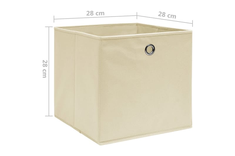 Opbevaringskasser 4 stk. 28x28x28 cm uvævet stof cremefarvet - Creme - Opbevaring - Opbevaring til småting - Kurve & kasser