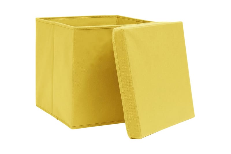 Opbevaringskasser med låg 10 stk. 28x28x28 cm gul - Gul - Opbevaring - Opbevaring til småting - Kurve & kasser