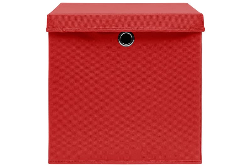 Opbevaringskasser med låg 10 stk. 28x28x28 cm rød - Rød - Opbevaring - Opbevaring til småting - Kurve & kasser