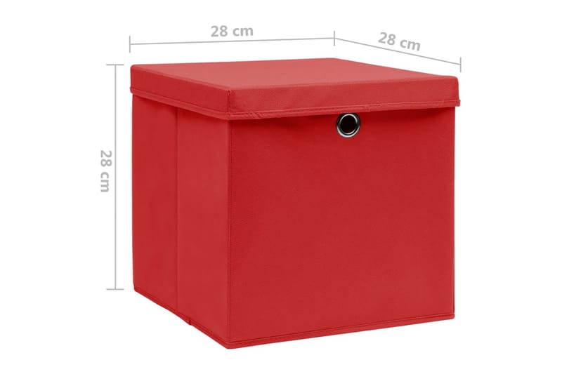 Opbevaringskasser med låg 10 stk. 28x28x28 cm rød - Rød - Opbevaring - Opbevaring til småting - Kurve & kasser