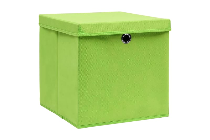 Opbevaringskasser Med Låg 10 Stk. 32x32x32 Stof Grøn - Kurve & kasser