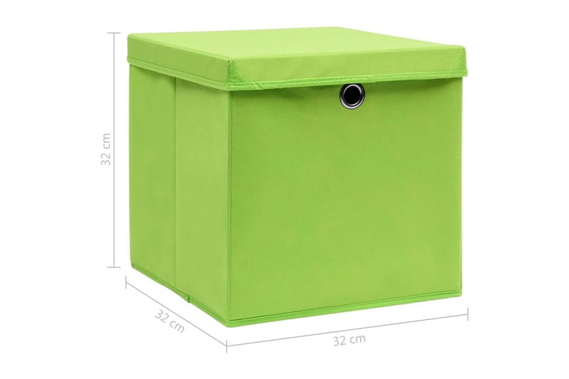 Opbevaringskasser Med Låg 10 Stk. 32x32x32 Stof Grøn - Kurve & kasser