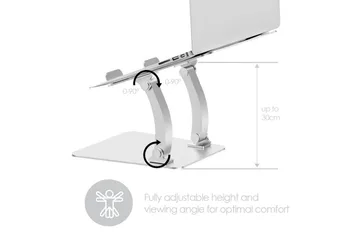 Laptopstativ Desire2 Dual Pivot Riser Justerbar Aluminium Sølv - Sølv - Opbevaring - Opbevaring til småting - Opbevaringsstativ - Bærbarstativ
