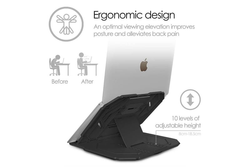 Laptopstativ Desire2 2-i-1 360 Roterbar Sort - Sort - Opbevaring - Opbevaring til småting - Opbevaringsstativ - Bærbarstativ
