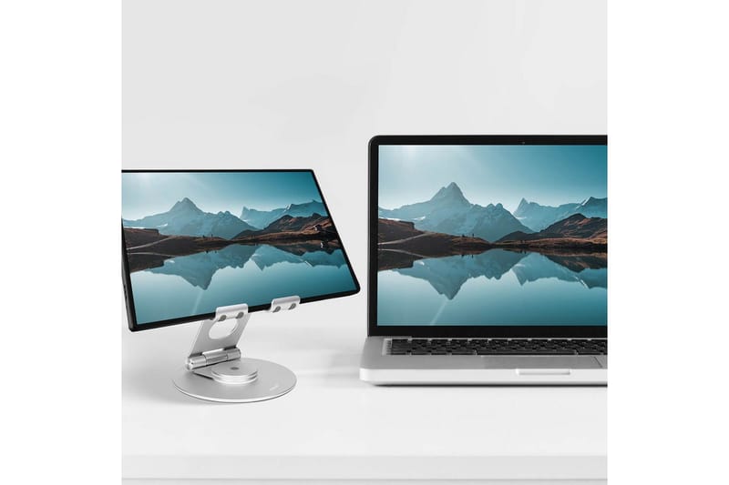Laptopstativ Desire2 Dobbelt Pivot 360 - Sølv - Opbevaring - Opbevaring til småting - Opbevaringsstativ - Bærbarstativ