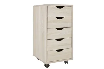 Rullecontainer Wohnling 5 skuffer i folieret spånplade med hjul, moderne stil Sonoma - Sonoma - Opbevaring - Opbevaringsmøbler - Kommode - Arkivskabe