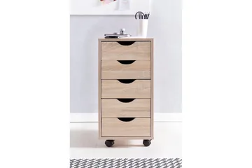 Rullecontainer Wohnling 5 skuffer i folieret spånplade med hjul, moderne stil Sonoma - Sonoma - Opbevaring - Opbevaringsmøbler - Kommode - Arkivskabe