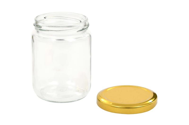 Syltetøjsglas 48 Stk. Med Guldfarvet Låg 230 Ml - Guld - Opbevaring - Opbevaring til småting - Opbevaringsbøtte