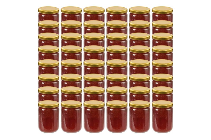 Syltetøjsglas 48 Stk. Med Guldfarvet Låg 230 Ml - Guld - Opbevaring - Opbevaring til småting - Opbevaringsbøtte