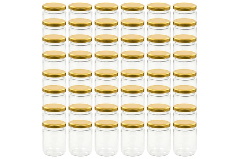 Syltetøjsglas 48 Stk. Med Guldfarvet Låg 230 Ml - Guld - Opbevaring - Opbevaring til småting - Opbevaringsbøtte