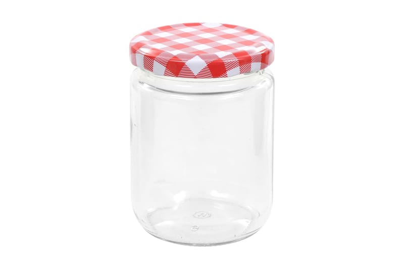 Syltetøjsglas 96 Stk. Med Hvide Og Røde Låg 230 Ml - Rød - Opbevaring - Opbevaring til småting - Opbevaringsbøtte
