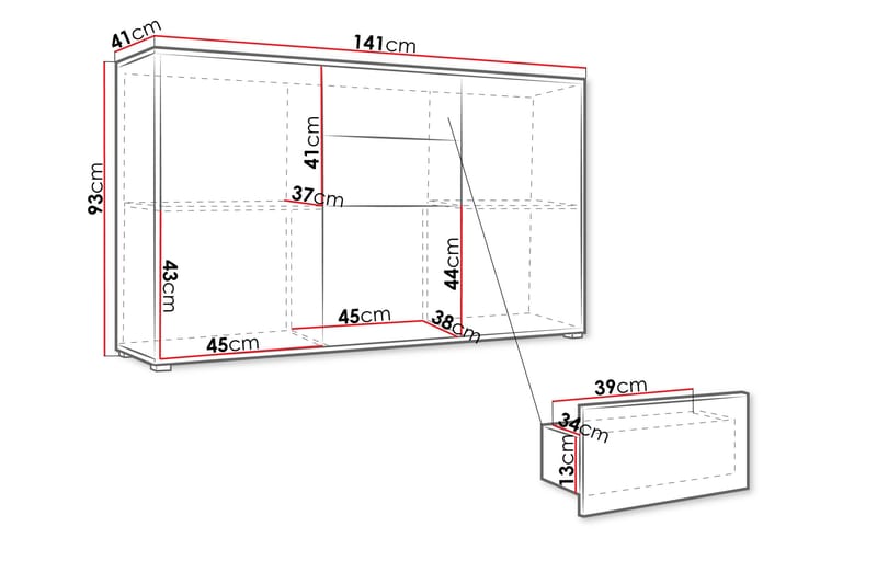 Agawal Skænk 141x41 cm - Brun - Opbevaring - Opbevaringsmøbler - Skænke & sideboards