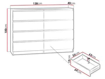 Basildon kommode 138 cm - brun - Opbevaring - Opbevaringsmøbler - Kommode