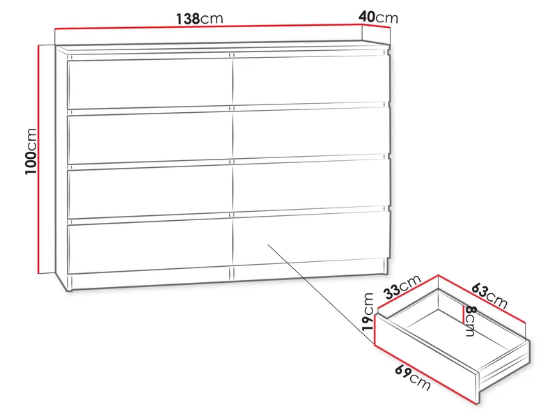 Basildon kommode 138 cm - brun - Opbevaring - Opbevaringsmøbler - Kommode