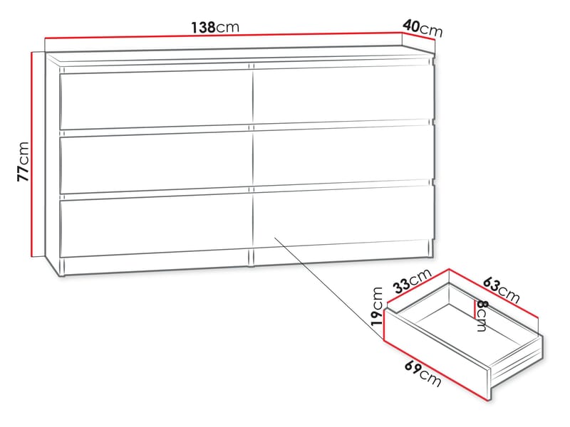 Basildon kommode 138 cm - brun - Opbevaring - Opbevaringsmøbler - Kommode