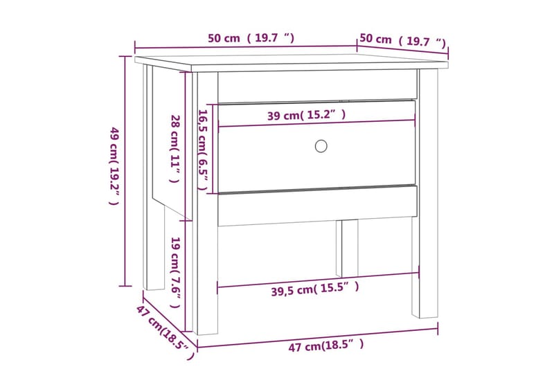 beBasic sidebord 50x50x49 cm massivt fyrretræ - Brun - Skænke & sideboards