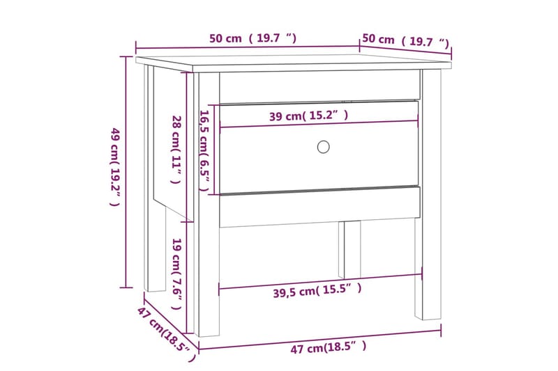 beBasic sidebord 50x50x49 cm massivt fyrretræ gyldenbrun - Brun - Opbevaring - Opbevaringsmøbler - Skænke & sideboards
