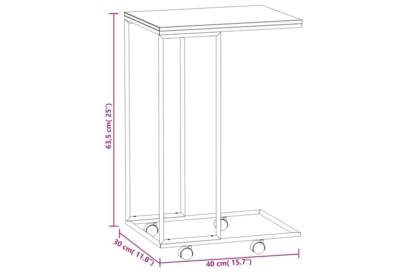 beBasic sidebord med hjul 40x30x63,5 cm konstrueret træ sort - Sort - Skænke & sideboards