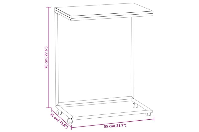 beBasic sidebord med hjul 55x35x70 cm konstrueret træ sort - Sort - Skænke & sideboards