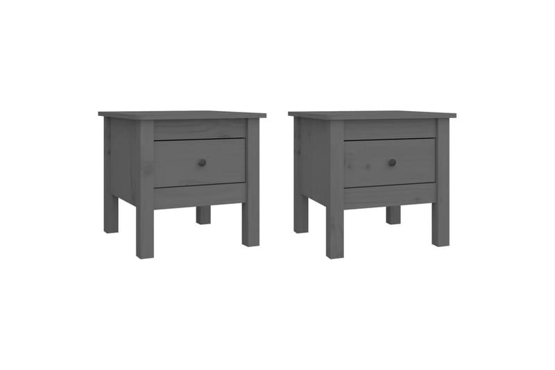 beBasic sideborde 2 stk. 40x40x39 cm massivt fyrretræ grå - GrÃ¥ - Opbevaring - Opbevaringsmøbler - Skænke & sideboards