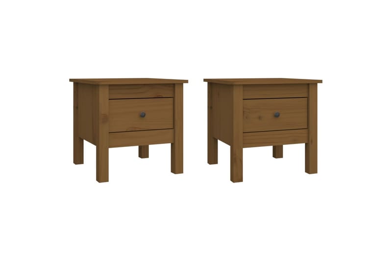 beBasic sideborde 2 stk. 40x40x39 cm massivt fyrretræ gyldenbrun - Brun - Skænke & sideboards