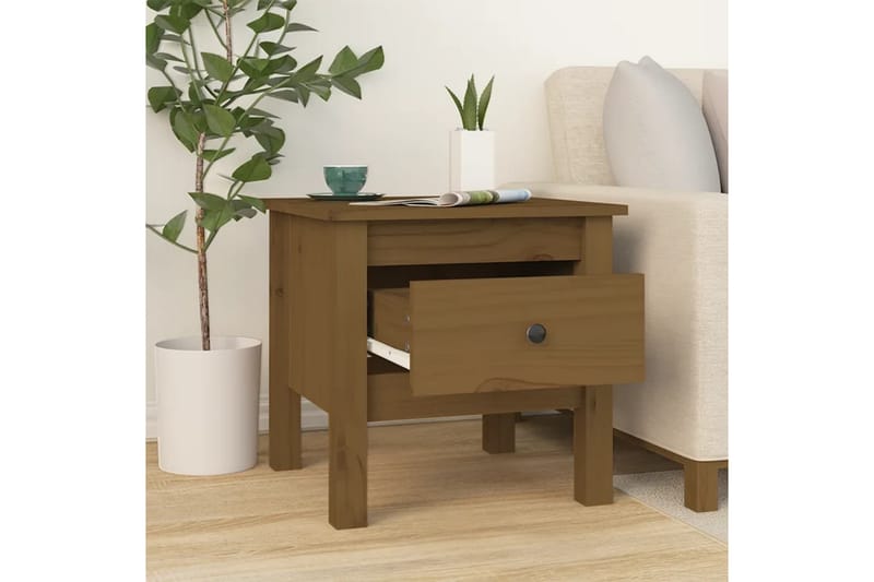 beBasic sideborde 2 stk. 40x40x39 cm massivt fyrretræ gyldenbrun - Brun - Skænke & sideboards