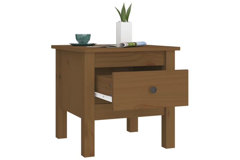 beBasic sideborde 2 stk. 40x40x39 cm massivt fyrretræ gyldenbrun - Brun - Skænke & sideboards